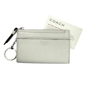 NWT Coach Leather Mini Skinny Case Keychain Wallet Off-White